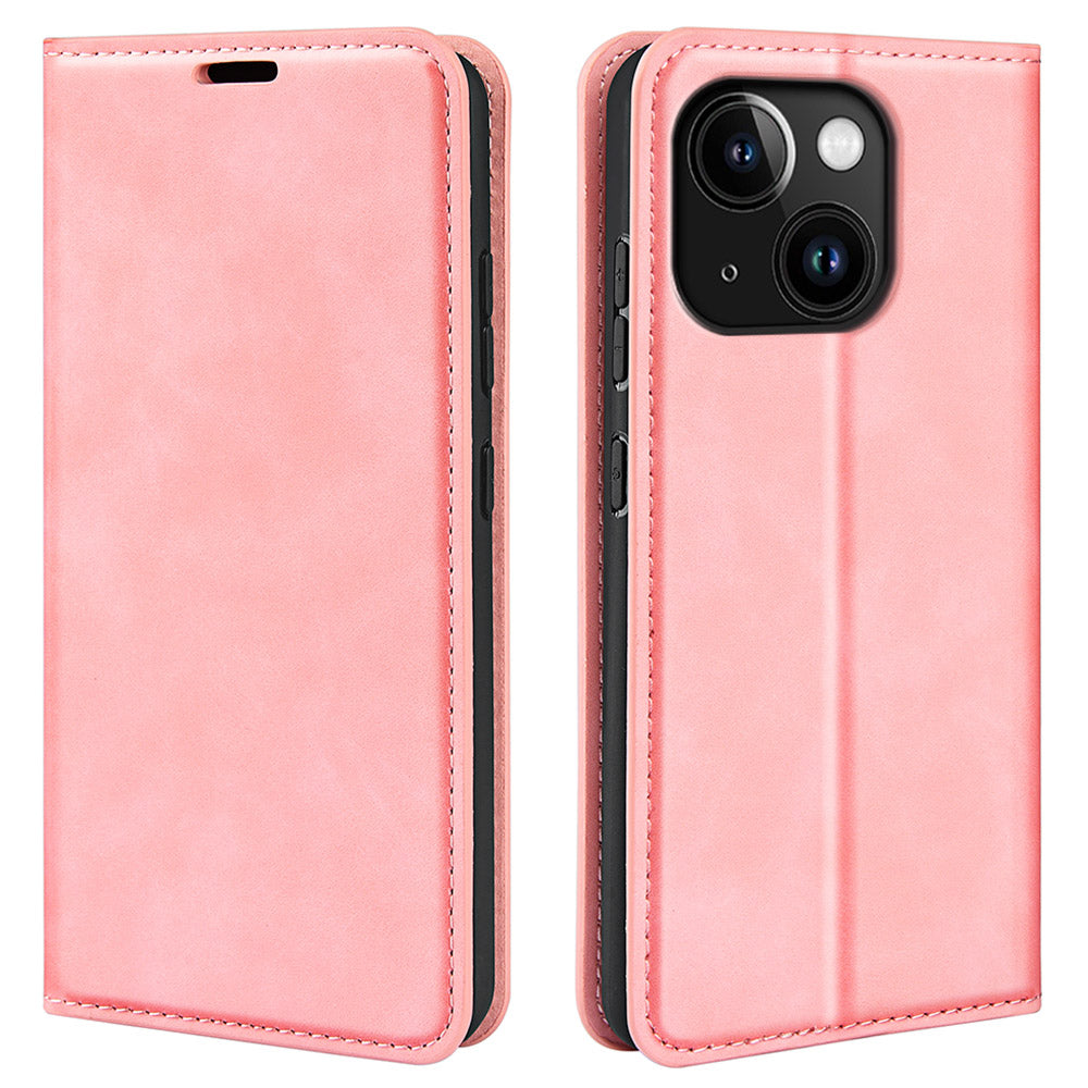 For iPhone 15 Scratch Resistant PU Leather Wallet Flip Case Skin-touch Stand Cover For iPhone 15 Scratch Resistant PU Leather Wallet Flip Case Skin-touch Stand Cover